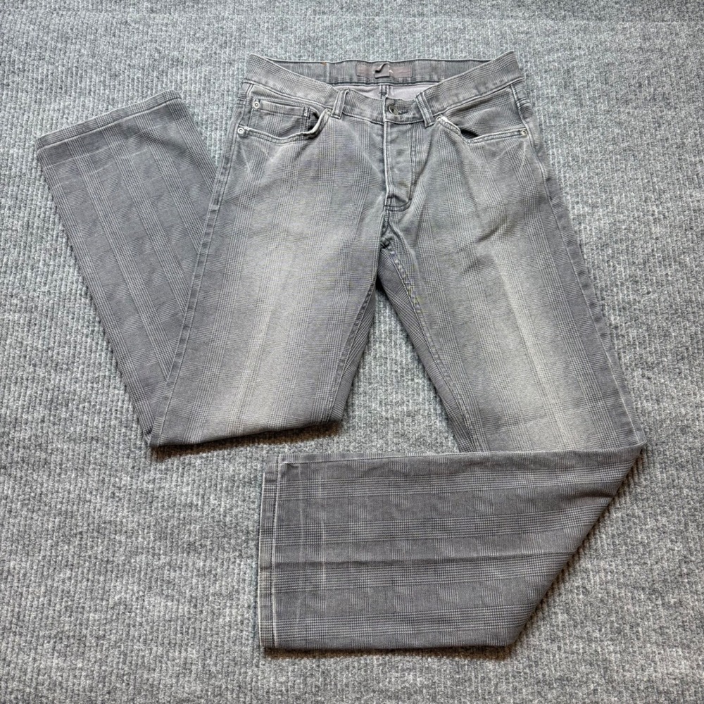 Grey Plaid Jeans 31x33 Button Fly Y2K Streetwear Skater Regular Fit